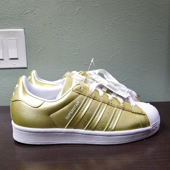 adidas Womens Superstar Satin Gold Metallic White FY1154 Sneaker Fashion Old OG - Picture 8 of 12